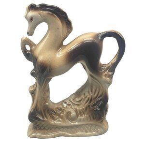 Vintage Lusterware Prancing Horse Figurine Made In Brazil brown figurine READ